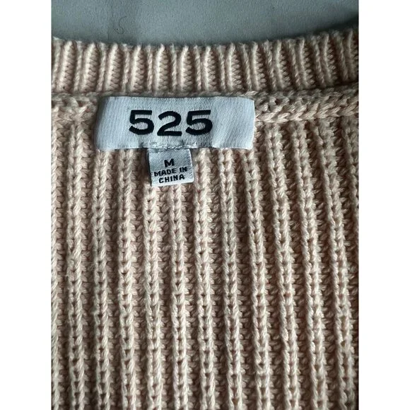 525 America V-Neck Puff Sleeve Knit Sweater Medium Womens Pink - Picture 16 of 17